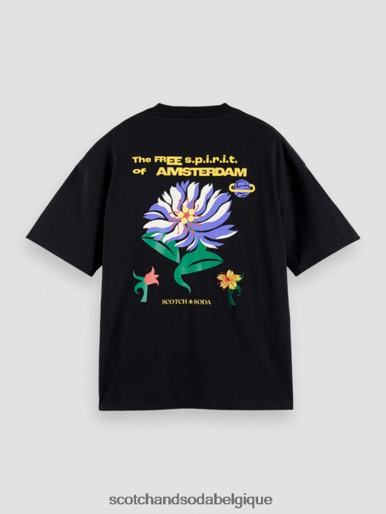 vêtements Scotch & Soda t-shirt en jersey à broderies artistiques- Scotch and Soda shop online noir 6BZRBF350