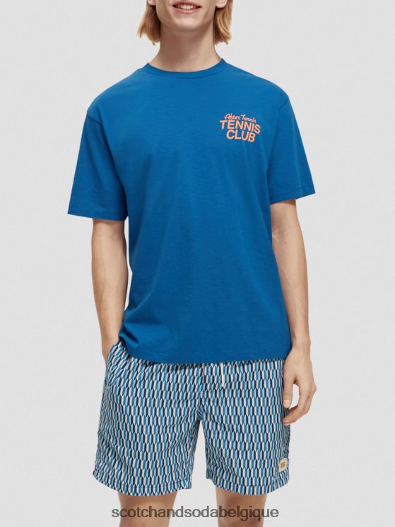 vêtements Scotch & Soda t-shirt graphique coupe décontractée- Scotch and Soda Liﾨﾨge Bleu Riviera 6BZRBF456