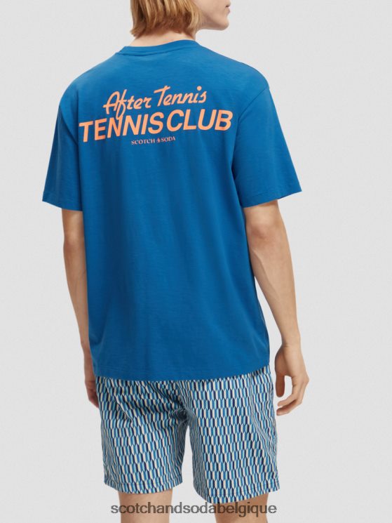 vêtements Scotch & Soda t-shirt graphique coupe décontractée- Scotch and Soda Liﾨﾨge Bleu Riviera 6BZRBF456