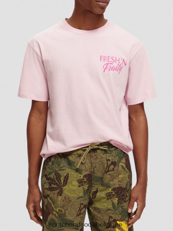 vêtements Scotch & Soda t-shirt graphique coupe décontractée- Scotch and Soda femme pierre rose 6BZRBF455