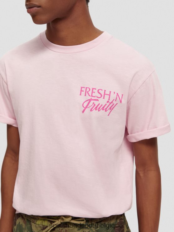 vêtements Scotch & Soda t-shirt graphique coupe décontractée- Scotch and Soda femme pierre rose 6BZRBF455