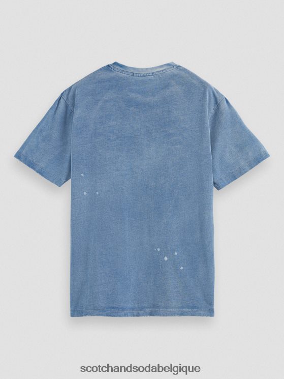 vêtements Scotch & Soda t-shirt graphique en coton biologique- Scotch and Soda outlet indigo lavé 6BZRBF469