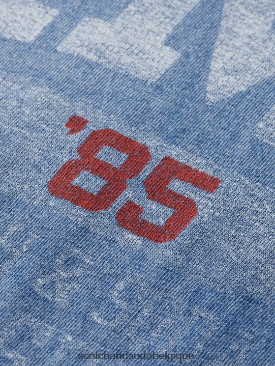 vêtements Scotch & Soda t-shirt graphique en coton biologique- Scotch and Soda outlet indigo lavé 6BZRBF469