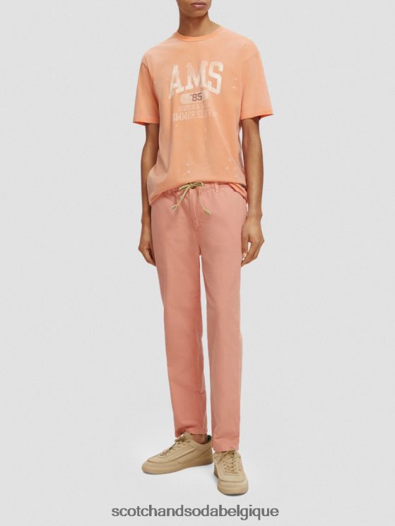 vêtements Scotch & Soda t-shirt graphique en coton biologique- Scotch and Soda shop near me orange saumon 6BZRBF468