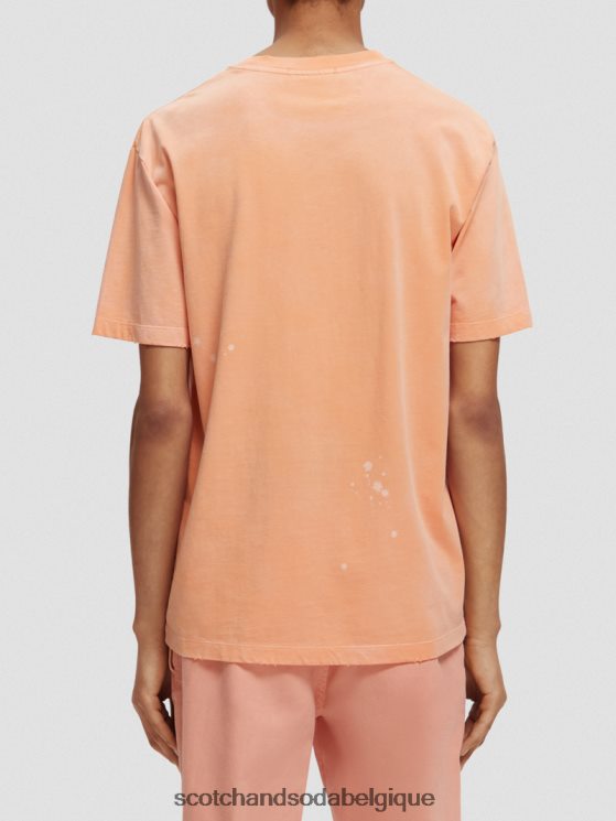 vêtements Scotch & Soda t-shirt graphique en coton biologique- Scotch and Soda shop near me orange saumon 6BZRBF468