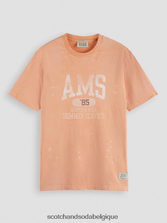 vêtements Scotch & Soda t-shirt graphique en coton biologique- Scotch and Soda shop near me orange saumon 6BZRBF468