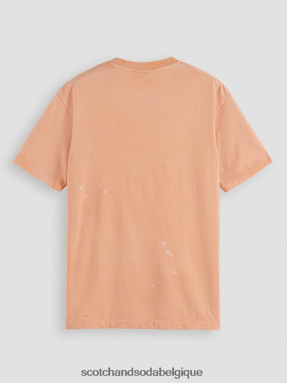 vêtements Scotch & Soda t-shirt graphique en coton biologique- Scotch and Soda shop near me orange saumon 6BZRBF468