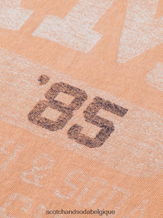 vêtements Scotch & Soda t-shirt graphique en coton biologique- Scotch and Soda shop near me orange saumon 6BZRBF468