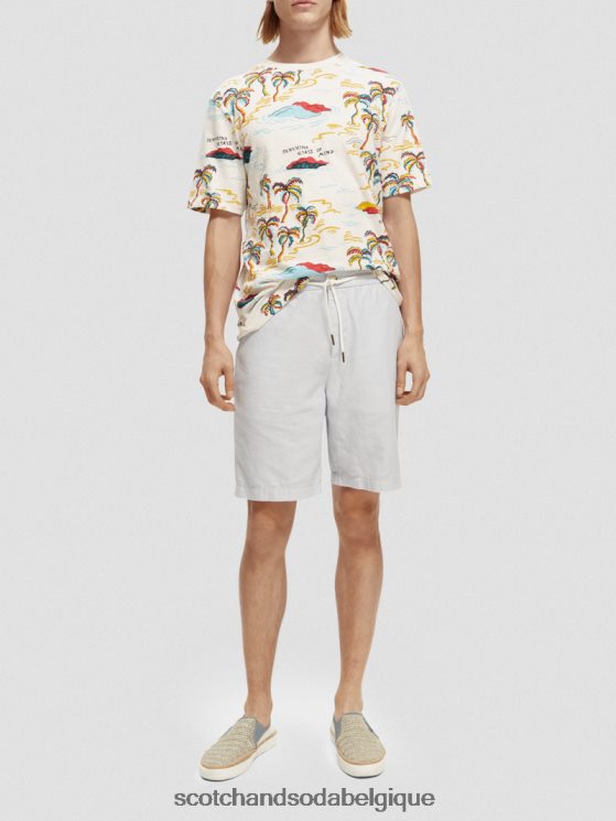 vêtements Scotch & Soda t-shirt imprimé à col rond- Scotch and Soda parfum île aux palmiers blancs aop 6BZRBF412