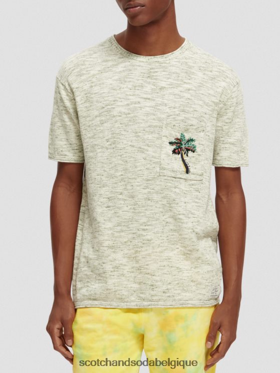 vêtements Scotch & Soda t-shirt imprimé à poches mélangées- Scotch and Soda outlet mélange d'armée 6BZRBF415