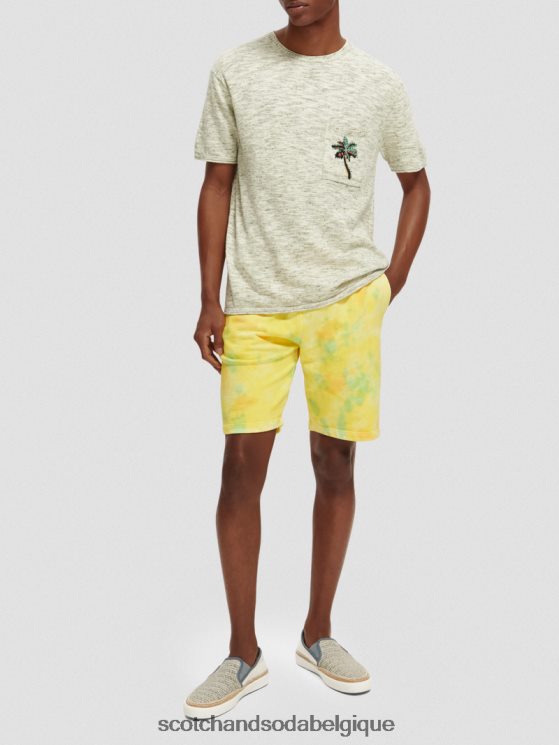 vêtements Scotch & Soda t-shirt imprimé à poches mélangées- Scotch and Soda outlet mélange d\'armée 6BZRBF415