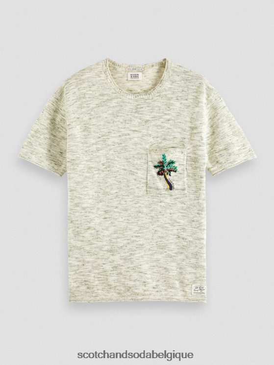 vêtements Scotch & Soda t-shirt imprimé à poches mélangées- Scotch and Soda outlet mélange d\'armée 6BZRBF415