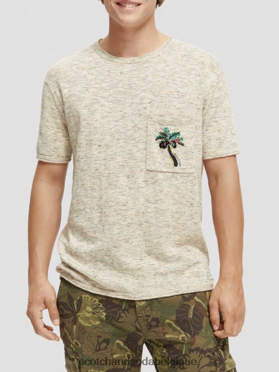 vêtements Scotch & Soda t-shirt imprimé à poches mélangées- Scotch and Soda shop near me mélange de sable 6BZRBF414