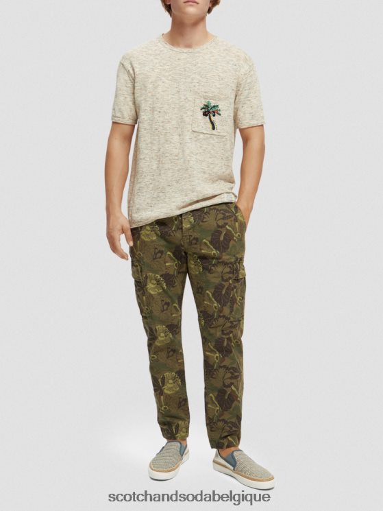 vêtements Scotch & Soda t-shirt imprimé à poches mélangées- Scotch and Soda shop near me mélange de sable 6BZRBF414