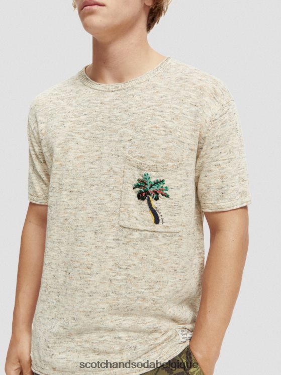 vêtements Scotch & Soda t-shirt imprimé à poches mélangées- Scotch and Soda shop near me mélange de sable 6BZRBF414