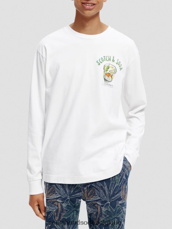 vêtements Scotch & Soda t-shirt à manches longues en coton biologique- Scotch and Soda Namur blanc 6BZRBF391