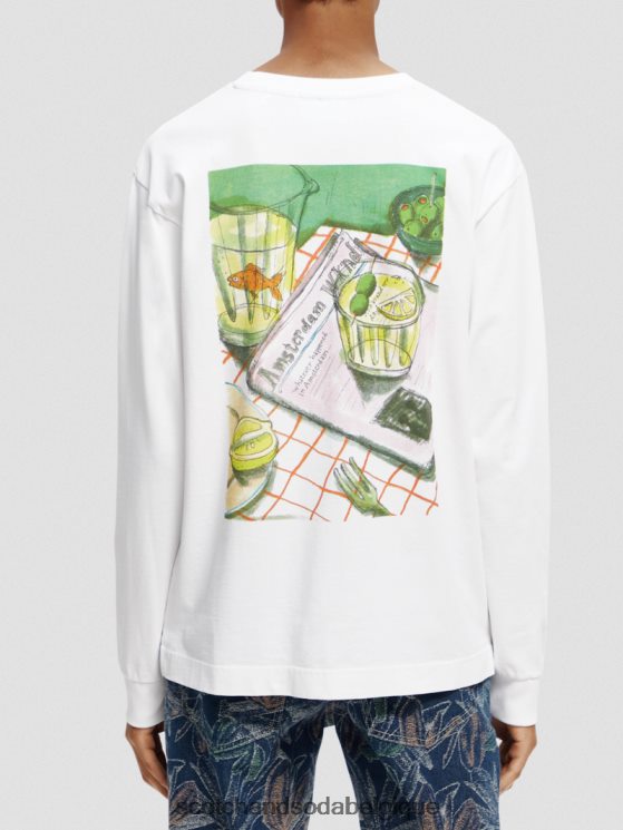 vêtements Scotch & Soda t-shirt à manches longues en coton biologique- Scotch and Soda Namur blanc 6BZRBF391