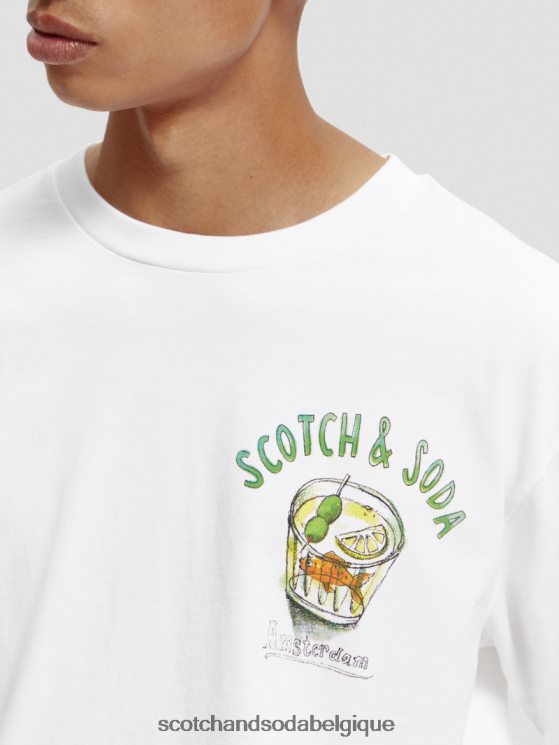 vêtements Scotch & Soda t-shirt à manches longues en coton biologique- Scotch and Soda Namur blanc 6BZRBF391