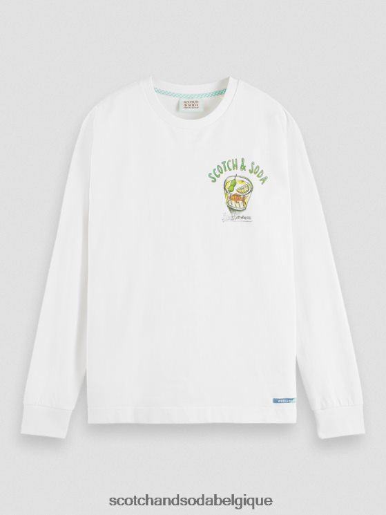 vêtements Scotch & Soda t-shirt à manches longues en coton biologique- Scotch and Soda Namur blanc 6BZRBF391