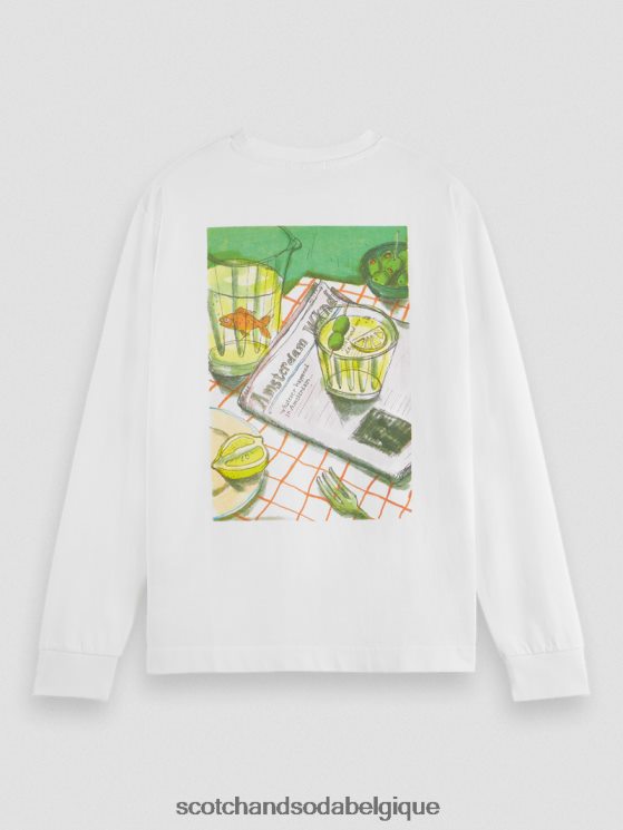 vêtements Scotch & Soda t-shirt à manches longues en coton biologique- Scotch and Soda Namur blanc 6BZRBF391