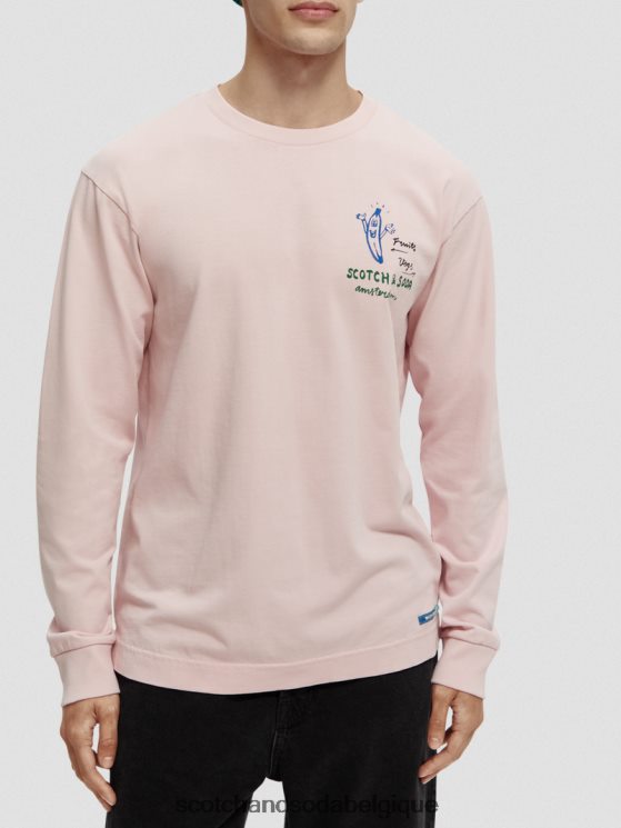 vêtements Scotch & Soda t-shirt à manches longues en coton biologique- Scotch and Soda femme rose 6BZRBF392