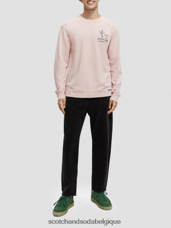 vêtements Scotch & Soda t-shirt à manches longues en coton biologique- Scotch and Soda femme rose 6BZRBF392