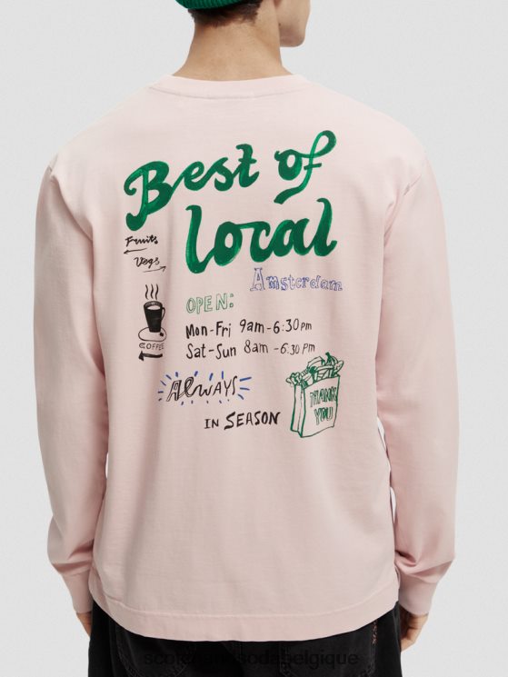 vêtements Scotch & Soda t-shirt à manches longues en coton biologique- Scotch and Soda femme rose 6BZRBF392