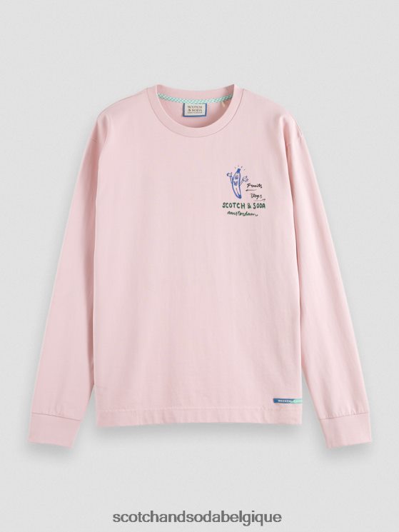vêtements Scotch & Soda t-shirt à manches longues en coton biologique- Scotch and Soda femme rose 6BZRBF392