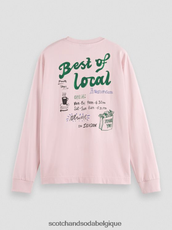 vêtements Scotch & Soda t-shirt à manches longues en coton biologique- Scotch and Soda femme rose 6BZRBF392