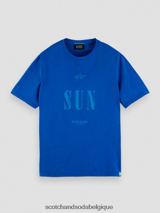vêtements Scotch & Soda t-shirt à motif artistique en jersey biologique- Scotch and Soda Liﾨﾨge iris bleu 6BZRBF366