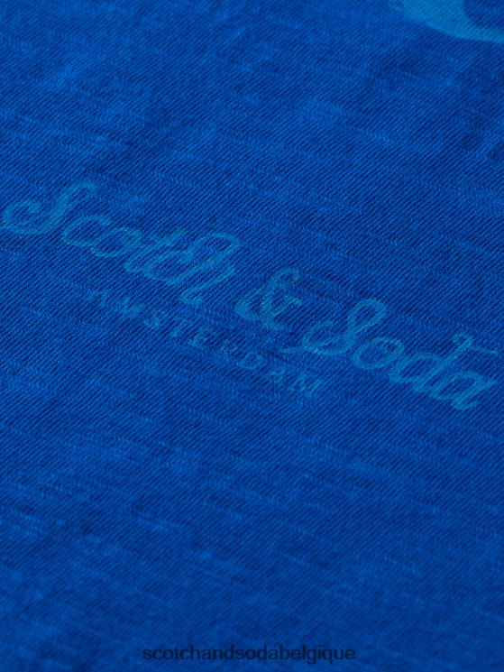 vêtements Scotch & Soda t-shirt à motif artistique en jersey biologique- Scotch and Soda Liﾨﾨge iris bleu 6BZRBF366