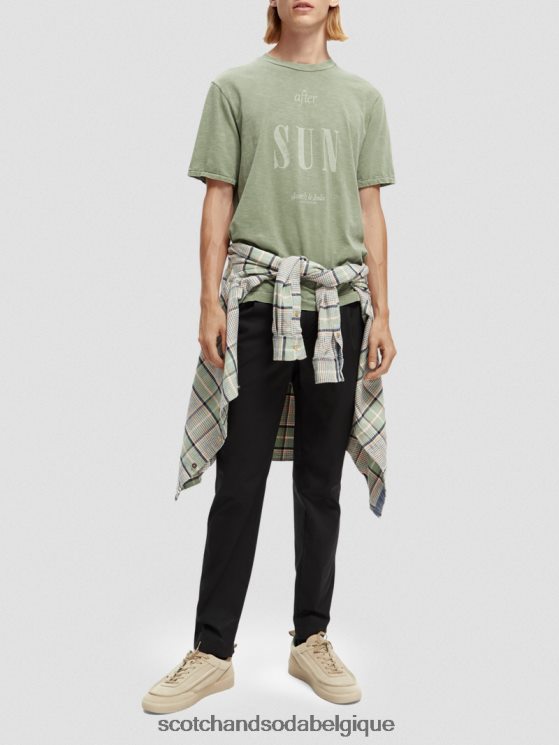 vêtements Scotch & Soda t-shirt à motif artistique en jersey biologique- Scotch and Soda femme kaki 6BZRBF365