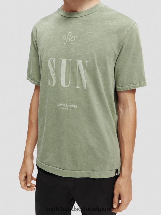 vêtements Scotch & Soda t-shirt à motif artistique en jersey biologique- Scotch and Soda femme kaki 6BZRBF365