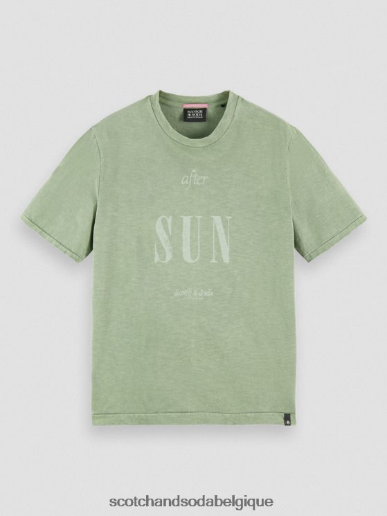 vêtements Scotch & Soda t-shirt à motif artistique en jersey biologique- Scotch and Soda femme kaki 6BZRBF365