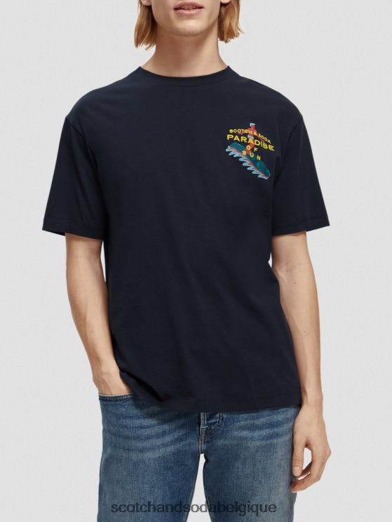 vêtements Scotch & Soda t-shirt à motif brodé- Scotch and Soda Liﾨﾨge marine 6BZRBF393
