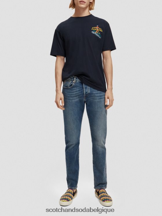 vêtements Scotch & Soda t-shirt à motif brodé- Scotch and Soda Liﾨﾨge marine 6BZRBF393