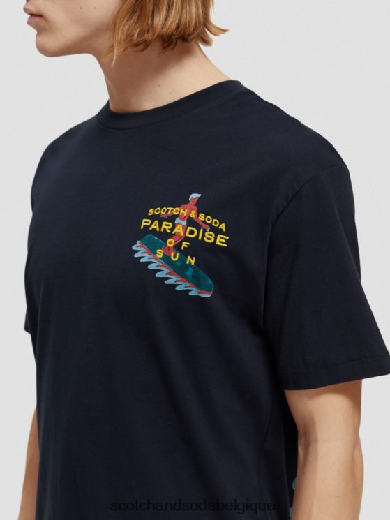 vêtements Scotch & Soda t-shirt à motif brodé- Scotch and Soda Liﾨﾨge marine 6BZRBF393