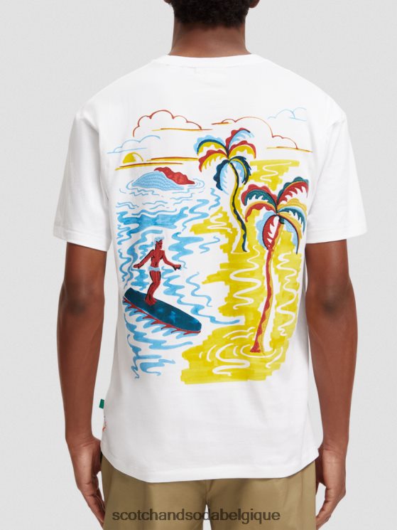 vêtements Scotch & Soda t-shirt à motif brodé- Scotch and Soda parfum blanc 6BZRBF394