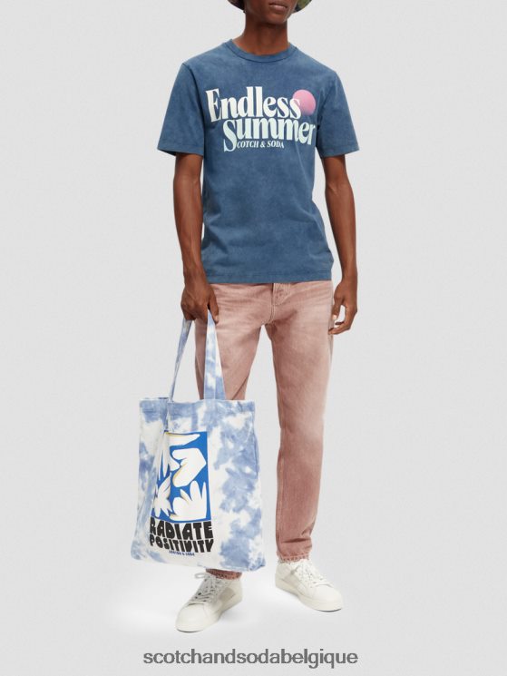 vêtements Scotch & Soda t-shirt à motif imprimé coupe classique teint en pièce- Scotch and Soda Bruxelles marin 6BZRBF354