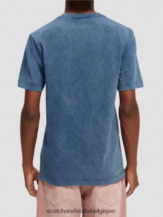 vêtements Scotch & Soda t-shirt à motif imprimé coupe classique teint en pièce- Scotch and Soda Bruxelles marin 6BZRBF354