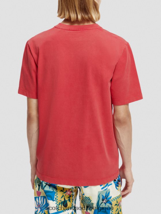 vêtements Scotch & Soda t-shirt à motif imprimé coupe classique teint en pièce- Scotch and Soda Liﾨﾨge tulipe rouge 6BZRBF357