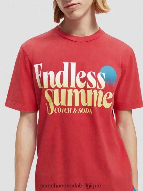 vêtements Scotch & Soda t-shirt à motif imprimé coupe classique teint en pièce- Scotch and Soda Liﾨﾨge tulipe rouge 6BZRBF357