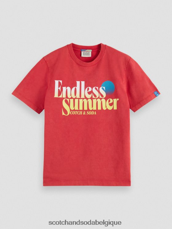 vêtements Scotch & Soda t-shirt à motif imprimé coupe classique teint en pièce- Scotch and Soda Liﾨﾨge tulipe rouge 6BZRBF357
