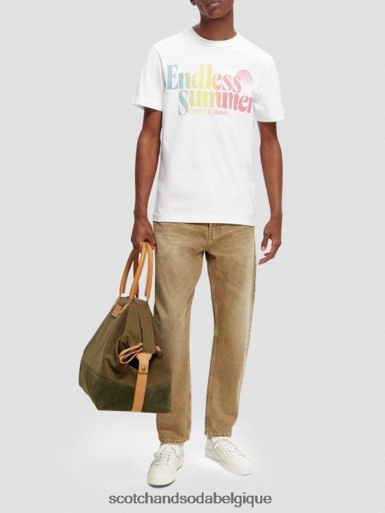 vêtements Scotch & Soda t-shirt à motif imprimé coupe classique teint en pièce- Scotch and Soda Namur blanc 6BZRBF355