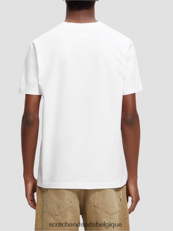 vêtements Scotch & Soda t-shirt à motif imprimé coupe classique teint en pièce- Scotch and Soda Namur blanc 6BZRBF355