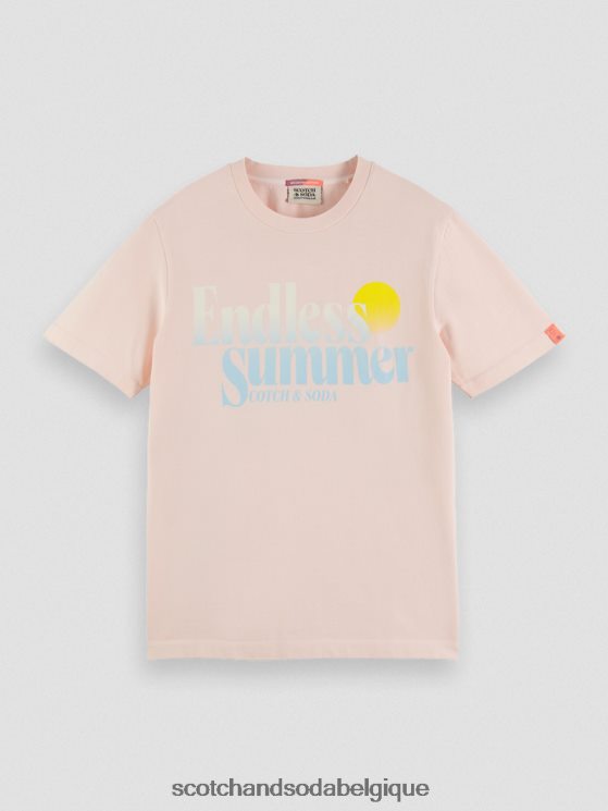vêtements Scotch & Soda t-shirt à motif imprimé coupe classique teint en pièce- Scotch and Soda femme rose 6BZRBF356