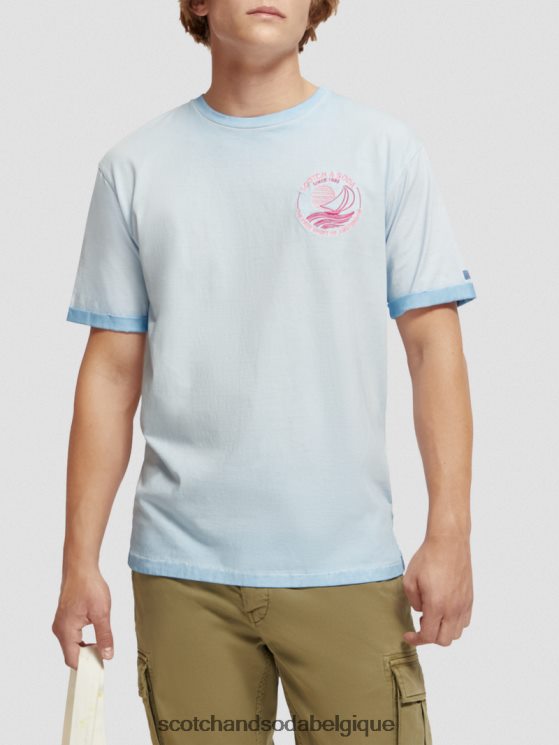 vêtements Scotch & Soda t-shirt à motif imprimé teint à froid- Scotch and Soda shop near me bleu de mer 6BZRBF378