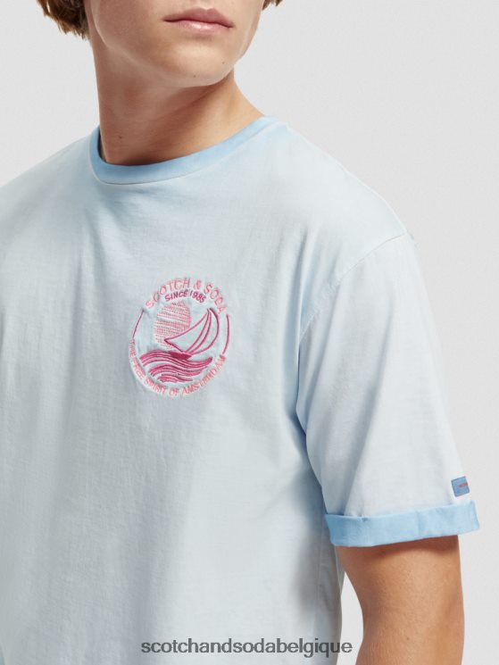 vêtements Scotch & Soda t-shirt à motif imprimé teint à froid- Scotch and Soda shop near me bleu de mer 6BZRBF378