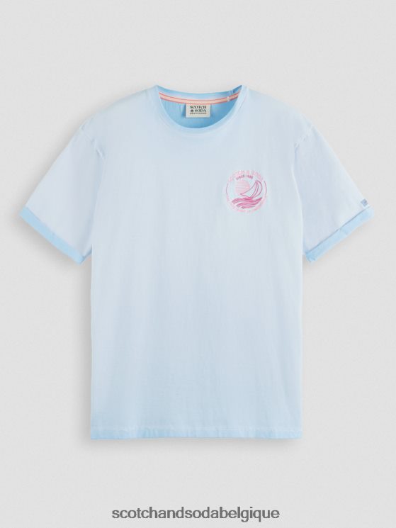 vêtements Scotch & Soda t-shirt à motif imprimé teint à froid- Scotch and Soda shop near me bleu de mer 6BZRBF378