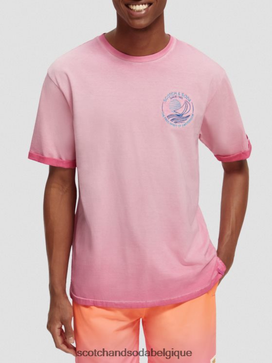 vêtements Scotch & Soda t-shirt à motif imprimé teint à froid- Scotch and Soda shop online cerise 6BZRBF377